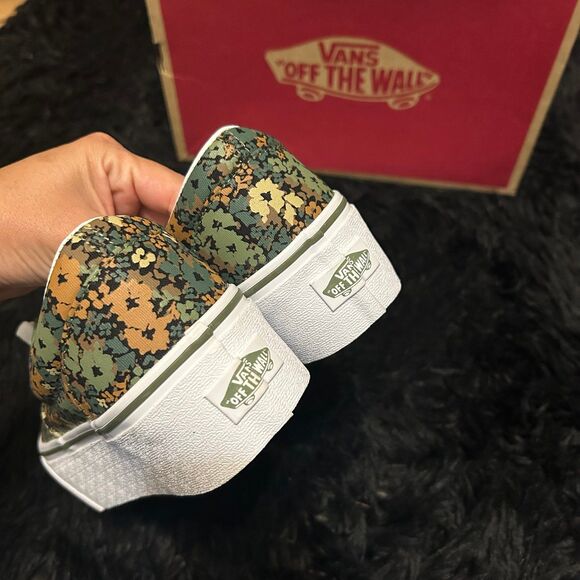 VANS Era Stackform green floral print lace up platform shoes sneakers women’s 7 - Picture 5 of 8